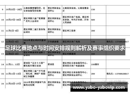 足球比赛地点与时间安排规则解析及赛事组织要求